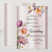 Faire-part de mariage aux fleurs de printemps colo (Devant / Derrière)