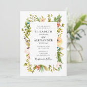 Faire-part de mariage aux fleurs d'été. Floral res (Debout devant)