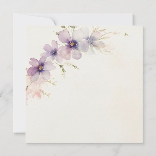 Faire-part de mariage aux fleurs rose et bleu past (Dos)