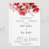 Faire-part de mariage aux fleurs rouges d'Espagne (Devant / Derrière)