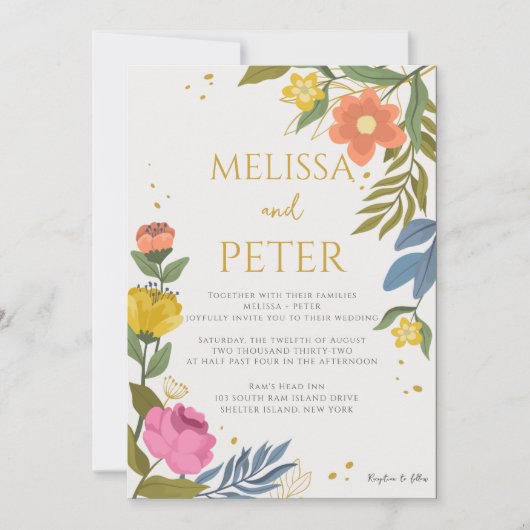 Faire-part de mariage aux fleurs sauvages (Devant)