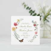 Faire-part de mariage aux fleurs sauvages (Debout devant)