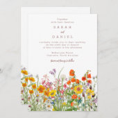 Faire-part de mariage aux fleurs sauvages (Devant / Derrière)