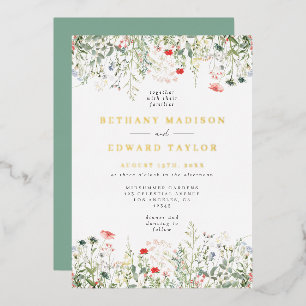 Faire-part de mariage aux fleurs sauvages avec feu