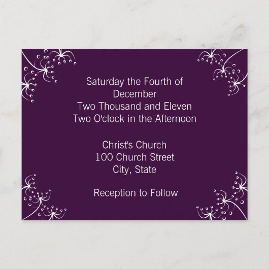 Faire-part de mariage aux fleurs sauvages blanches (Dos)