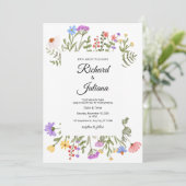 Faire-part de mariage aux fleurs sauvages Bohème F (Debout devant)