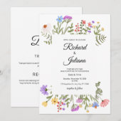 Faire-part de mariage aux fleurs sauvages Bohème F (Devant / Derrière)