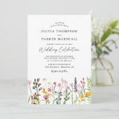 Faire-part de mariage aux fleurs sauvages pressées (Debout devant)