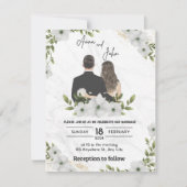 Faire-part de mariage aux fleurs vertes (Devant)