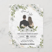 Faire-part de mariage aux fleurs vertes (Devant / Derrière)