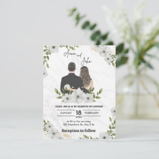 Faire-part de mariage aux fleurs vertes