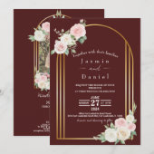 Faire-part de mariage aux floraisons crépusculaire (Devant / Derrière)