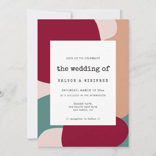 Faire-part de mariage aux formes abstraites modern (Devant)