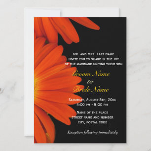Faire-part de mariage aux gerbera orange