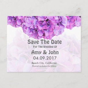 Faire-part de mariage aux hortensias violets hydra