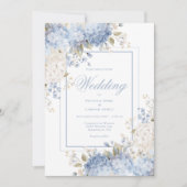 Faire-part de mariage aux hydrangeas bleus et blan (Devant)