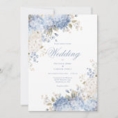 Faire-part de mariage aux hydrangeas bleus et blan (Devant)