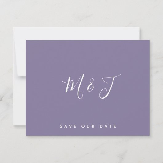 Faire-part de mariage aux initiales lavande (Devant)