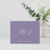 Faire-part de mariage aux initiales lavande (Debout devant)