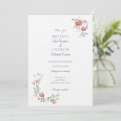 Faire-part de mariage aux oeillets et bleu (Debout devant)