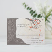 Faire-part de mariage aux oiseaux d'amour aux tour (Debout devant)