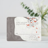 Faire-part de mariage aux oiseaux d'amour Corail d (Debout devant)