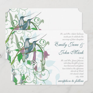 Faire-part de mariage aux oiseaux-mouches fantaisi