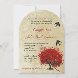 Faire-part de mariage aux oiseaux vintage avec arb