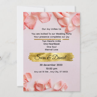 Faire-part de mariage aux pétales de rose rose rom