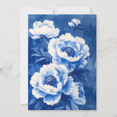Faire-part de mariage aux pivoines bleues et blanc (Dos)