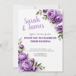 Faire-part de mariage aux pivoines lavande