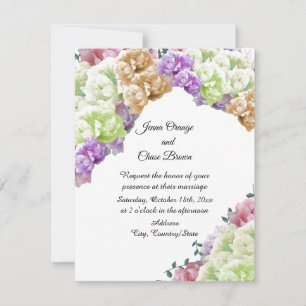 Faire-part de mariage aux pivoines multicolores