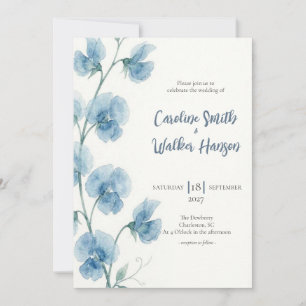 Faire-part de mariage aux pois de senteur aquarell