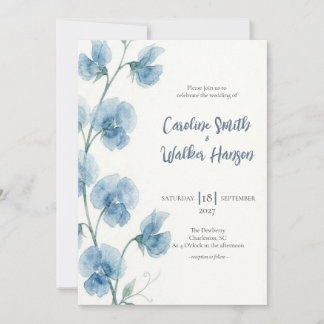 Faire-part de mariage aux pois de senteur aquarell