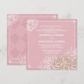 Faire-part de mariage aux roses anciennes 'Cabbage (Devant / Derrière)