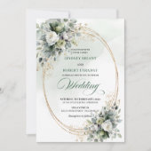 Faire-part de mariage aux roses blanches aquarelle (Devant)