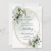 Faire-part de mariage aux roses blanches botanique (Devant)