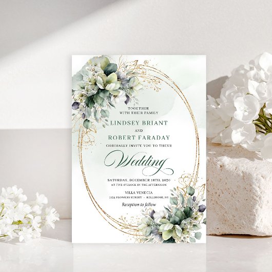 Faire-part de mariage aux roses blanches botanique
