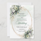 Faire-part de mariage aux roses blanches eucalyptu (Devant)