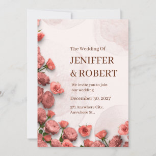 Faire-part de mariage aux roses corail blush vinta