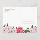 Faire-part de mariage aux roses roses aquarelle (Dos)