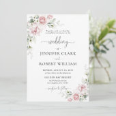 Faire-part de mariage aux roses roses blush (Debout devant)
