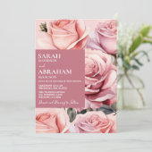 Faire-part de mariage aux roses roses modernes (Debout devant)