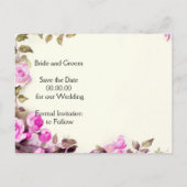 Faire-part de mariage aux roses roses romantiques  (Dos)