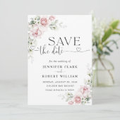 Faire-part de mariage aux roses roses Save The Dat (Debout devant)