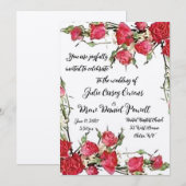 Faire-part de mariage aux roses rouges (Devant / Derrière)