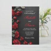 Faire-part de mariage aux Roses Rouges (Debout devant)