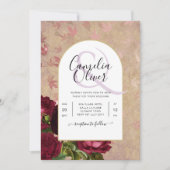 Faire-part de mariage aux roses rouges botaniques  (Devant)