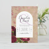 Faire-part de mariage aux roses rouges botaniques  (Debout devant)