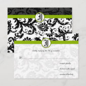 Faire-part de mariage aux tourbillons de damassé v (Devant / Derrière)